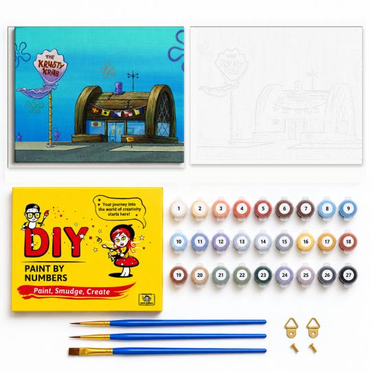 MALOWANIE PO NUMERACH Obrazy do malowania SpongeBob Krusty Krab 50x40 cm, zdjęcie 2