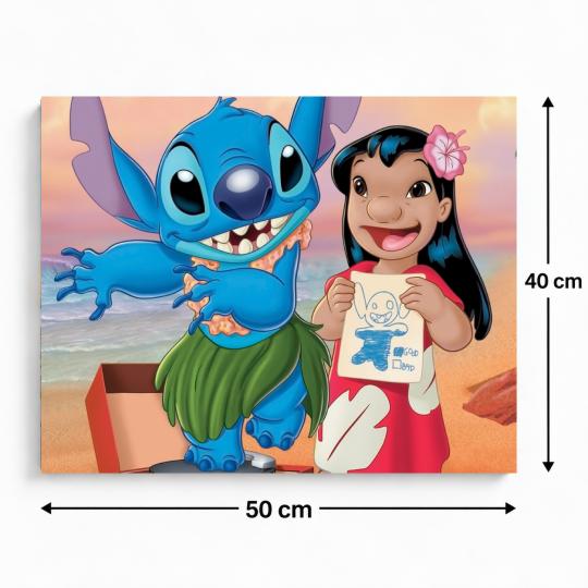 MALOWANIE PO NUMERACH Z RAMĄ Obrazy do malowania Stitch z rysunkiem 50x40cm, zdjęcie 3