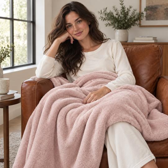 Silkce Premium Blanket 200x220 Soft Plush for Bed and Sofa Pink, photo 5