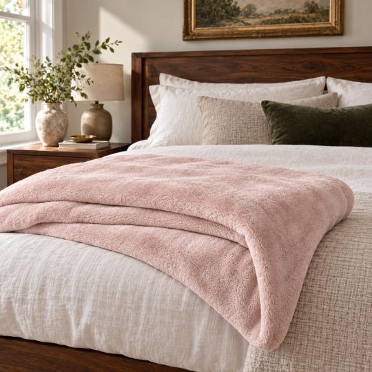 Silkce Premium Blanket 200x220 Soft Plush for Bed and Sofa Pink, photo 6