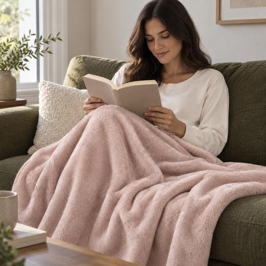Silkce Premium Blanket 200x220 Soft Plush for Bed and Sofa Pink, photo 7