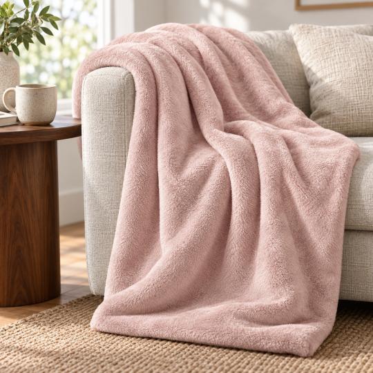 Silkce Premium Blanket 200x220 Soft Plush for Bed and Sofa Pink, photo 10