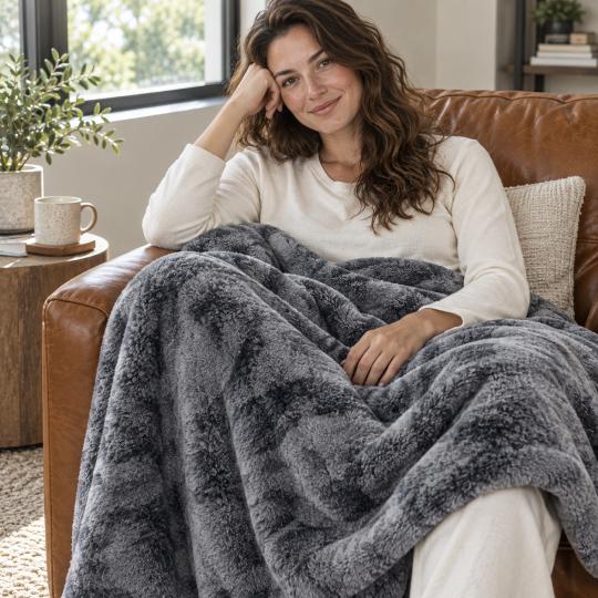 Silkce Premium Blanket 200x220 Soft Plush for Bed and Sofa Grey, photo 5