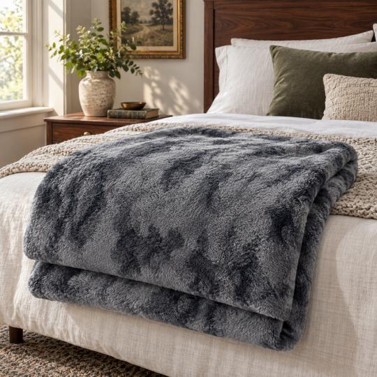 Silkce Premium Blanket 200x220 Soft Plush for Bed and Sofa Grey, photo 6