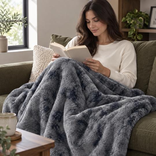 Silkce Premium Blanket 200x220 Soft Plush for Bed and Sofa Grey, photo 7