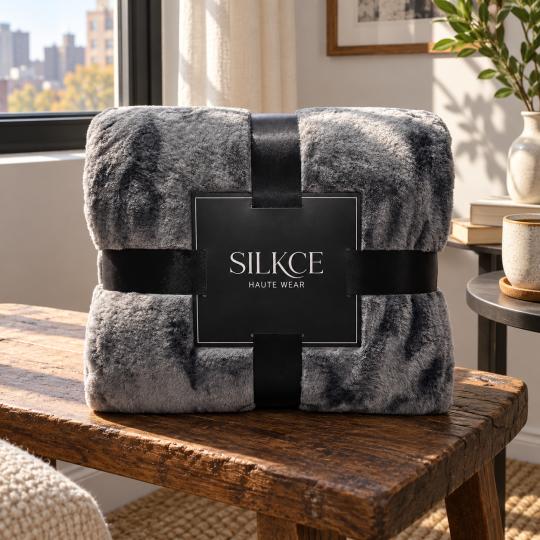 Silkce Premium Blanket 200x220 Soft Plush for Bed and Sofa Grey, photo 8