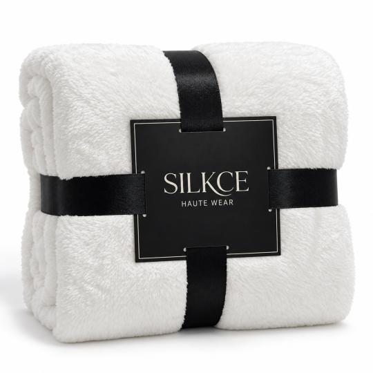Silkce Premium Blanket 200x220 Soft Plush for Bed and Sofa White