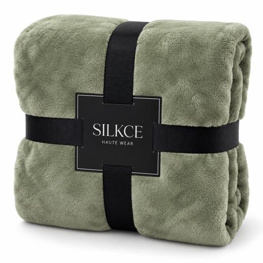 Silkce Premium Blanket 200x220 Soft Plush for Bed and Sofa Olive