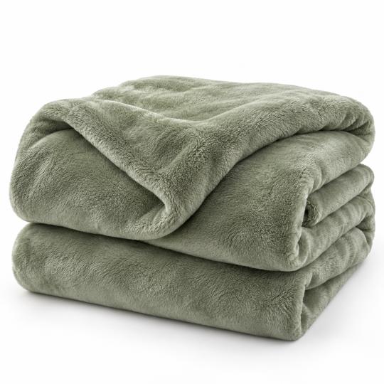 Silkce Premium Blanket 200x220 Soft Plush for Bed and Sofa Olive, photo 2
