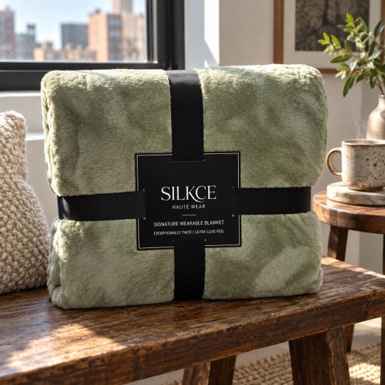 Silkce Premium Blanket 200x220 Soft Plush for Bed and Sofa Olive, photo 8