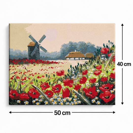 Paint by Numbers Poppies in a Field 50x40 cm, photo 3