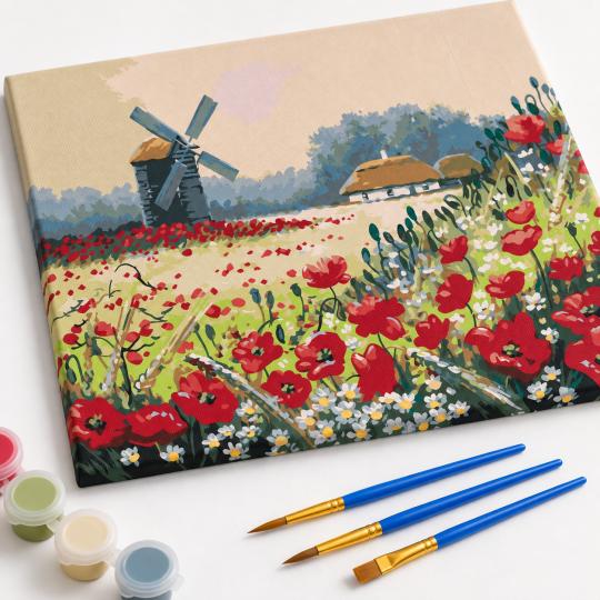 Paint by Numbers Poppies in a Field 50x40 cm, photo 4