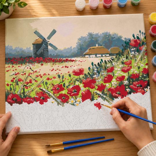 Paint by Numbers Poppies in a Field 50x40 cm, photo 6