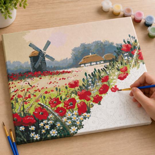 Paint by Numbers Poppies in a Field 50x40 cm, photo 7