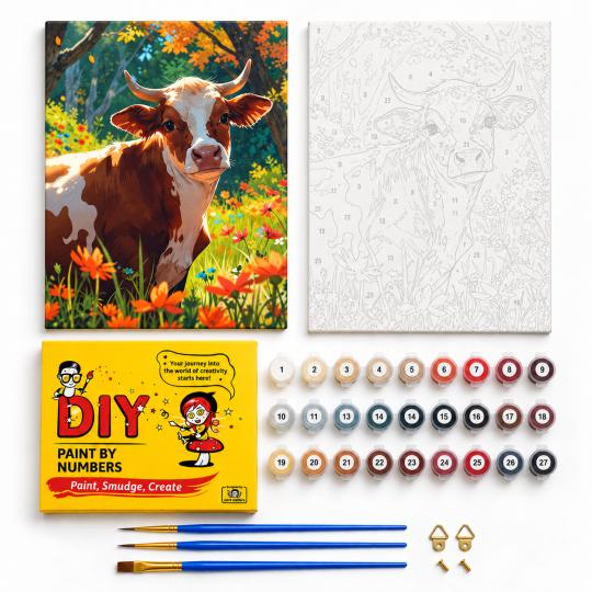 Paint by Numbers Cow in the Meadow 40x50 cm, photo 2