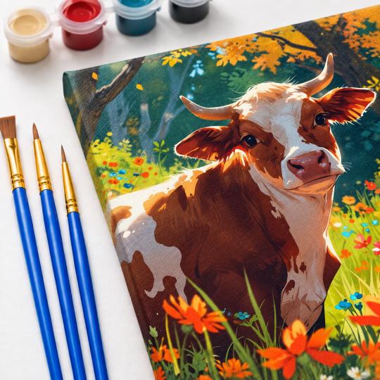 Paint by Numbers Cow in the Meadow 40x50 cm, photo 5