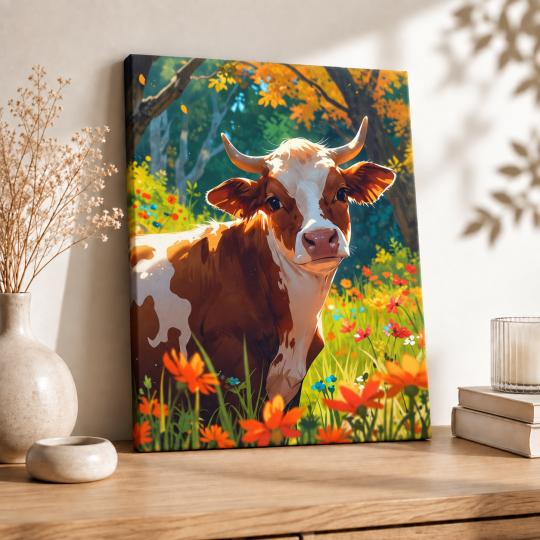 Paint by Numbers Cow in the Meadow 40x50 cm, photo 8
