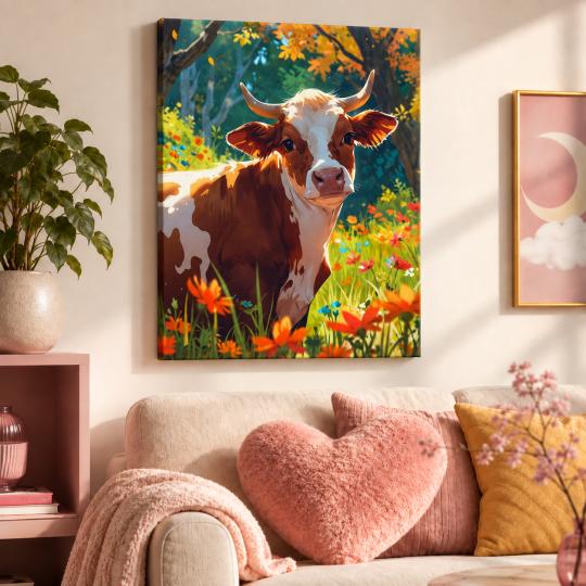Paint by Numbers Cow in the Meadow 40x50 cm, photo 9