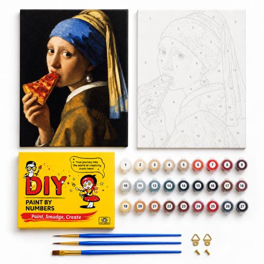 Paint by Numbers Girl with Pizza 40x50 cm, photo 2