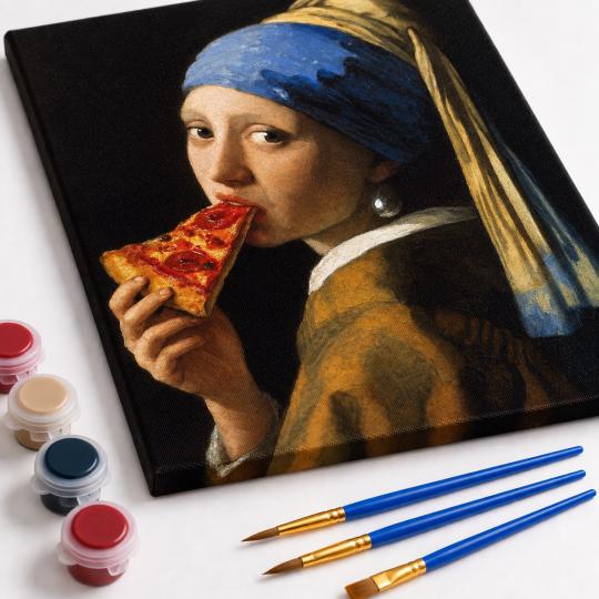 Paint by Numbers Girl with Pizza 40x50 cm, photo 4