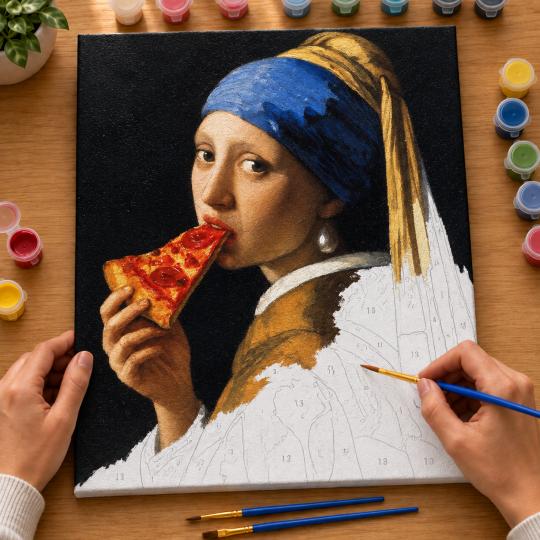 Paint by Numbers Girl with Pizza 40x50 cm, photo 6