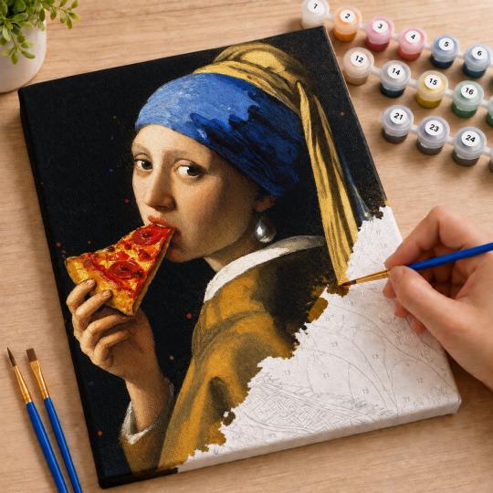 Paint by Numbers Girl with Pizza 40x50 cm, photo 7