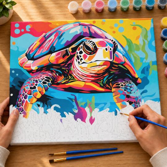 Paint by Numbers – Colourful Turtle 50x40 cm, photo 6