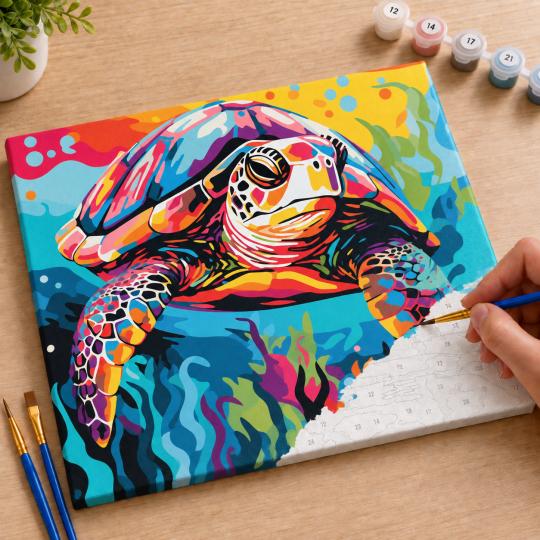 Paint by Numbers – Colourful Turtle 50x40 cm, photo 7