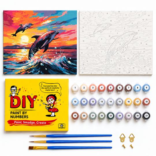 Paint by Numbers – Dolphins 50x40 cm, photo 2