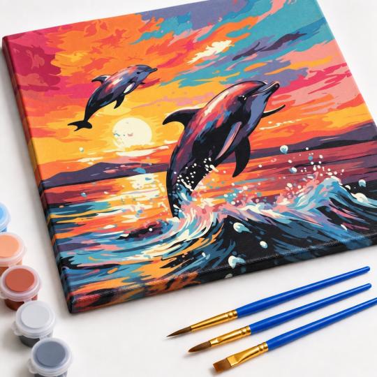 Paint by Numbers – Dolphins 50x40 cm, photo 4