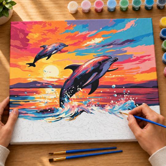 Paint by Numbers – Dolphins 50x40 cm, photo 6