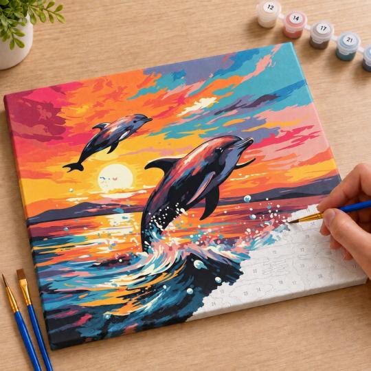 Paint by Numbers – Dolphins 50x40 cm, photo 7