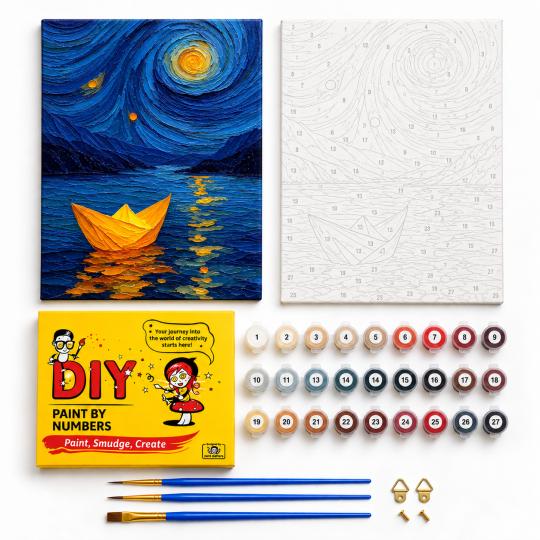 Paint by Numbers – Paper Boat Under the Stars 40x50 cm, photo 2