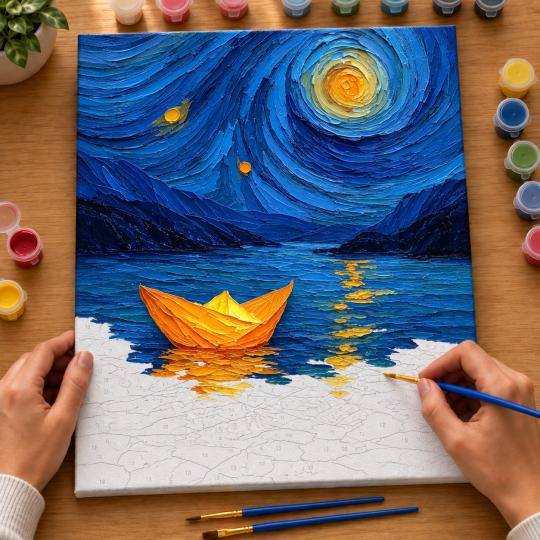 Paint by Numbers – Paper Boat Under the Stars 40x50 cm, photo 6