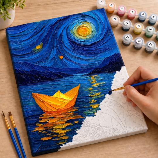 Paint by Numbers – Paper Boat Under the Stars 40x50 cm, photo 7