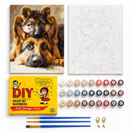 Paint by Numbers – Adorable Shepherd Dogs 40x50 cm, photo 2