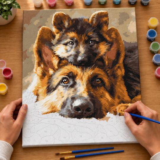 Paint by Numbers – Adorable Shepherd Dogs 40x50 cm, photo 6