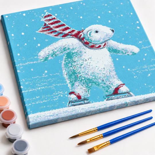 Paint by Numbers – Bear on Skates 50x40 cm, photo 4