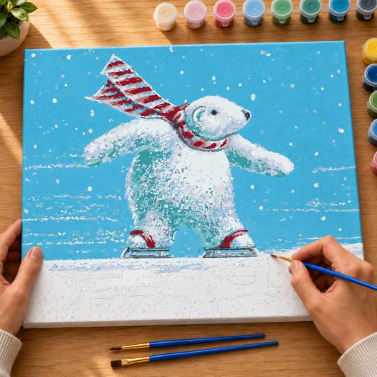 Paint by Numbers – Bear on Skates 50x40 cm, photo 6