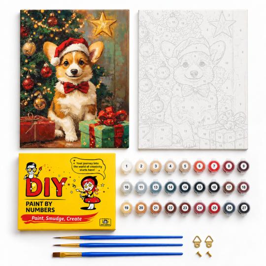 Paint by Numbers – Christmas Corgi 40x50 cm, photo 2