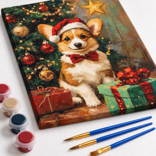 Paint by Numbers – Christmas Corgi 40x50 cm, photo 4
