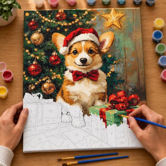 Paint by Numbers – Christmas Corgi 40x50 cm, photo 6