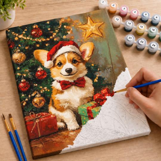 Paint by Numbers – Christmas Corgi 40x50 cm, photo 7