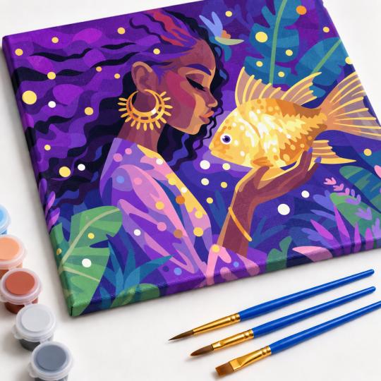 Paint by Numbers – Mysterious Goldfish 50x40 cm, photo 4