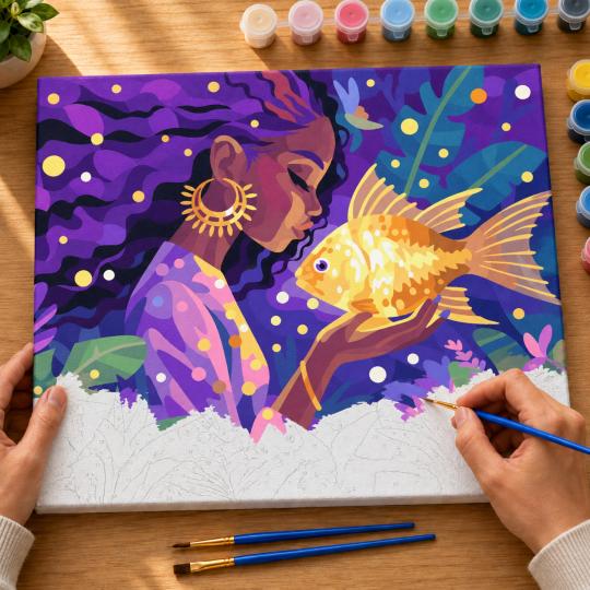 Paint by Numbers – Mysterious Goldfish 50x40 cm, photo 6