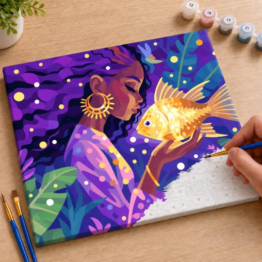 Paint by Numbers – Mysterious Goldfish 50x40 cm, photo 7