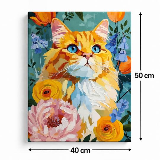 Paint by Numbers – Majestic Cat in Flowers 40x50 cm, photo 3