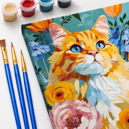 Paint by Numbers – Majestic Cat in Flowers 40x50 cm, photo 5