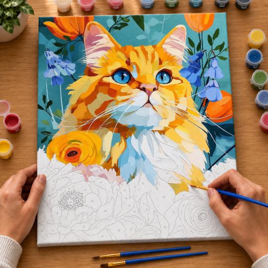Paint by Numbers – Majestic Cat in Flowers 40x50 cm, photo 6