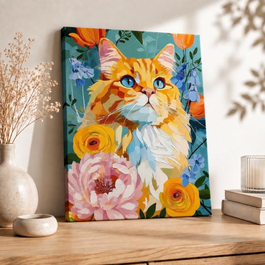 Paint by Numbers – Majestic Cat in Flowers 40x50 cm, photo 8